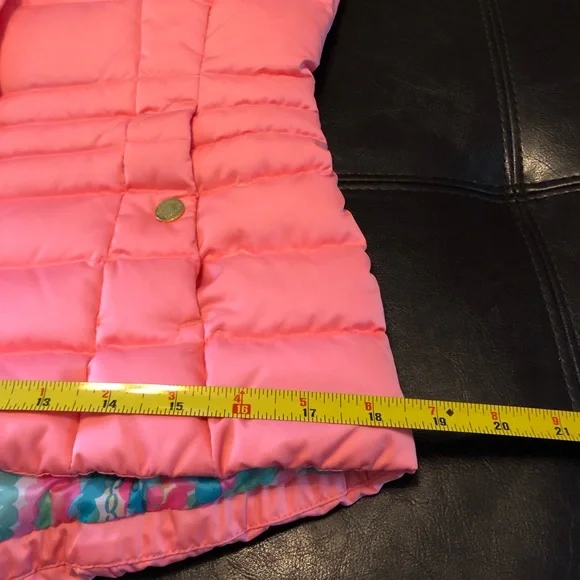 Lilly Pulitzer Lauren Down Puffer Vest Salmon Pink Sz S EUC! - Picture 11 of 12